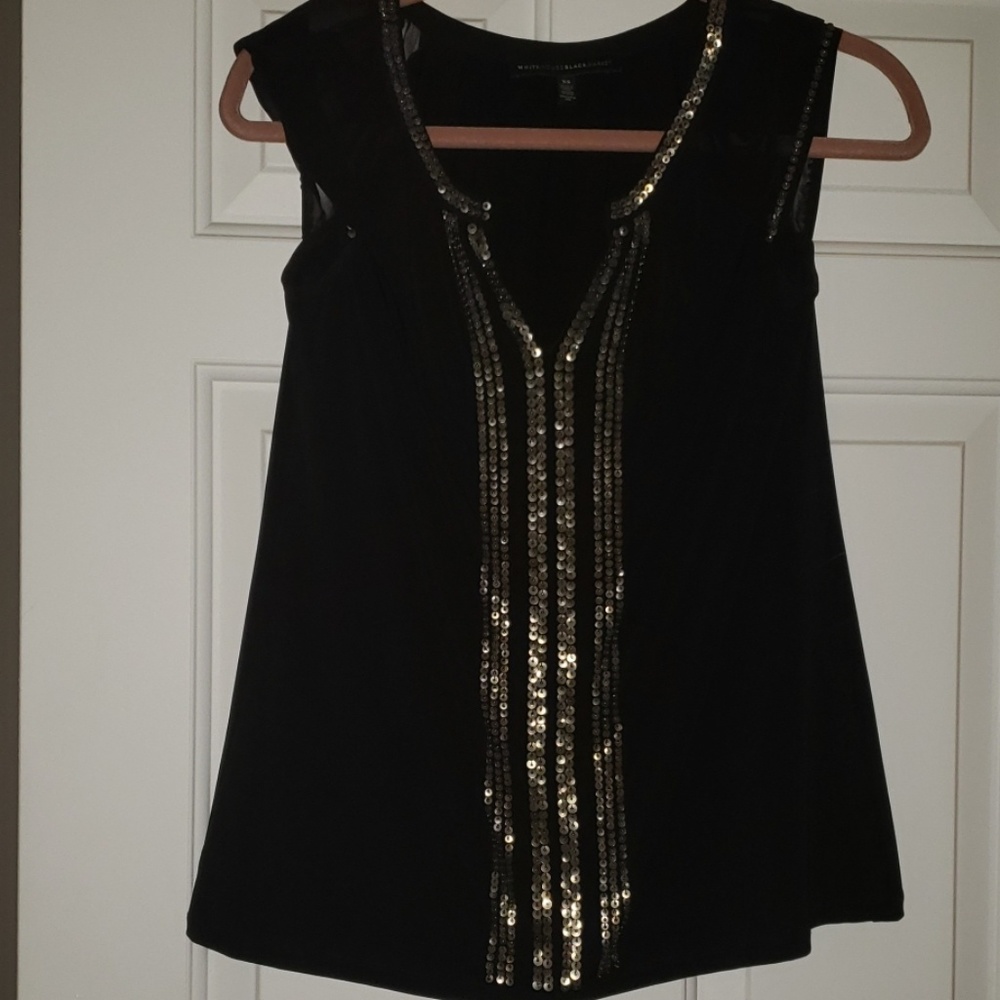 White House black market gold sequin top